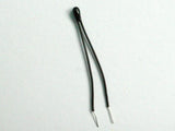 100k Precision NTC Thermistor - shown as a small, black, bead-shaped electronic component with two thin, insulated wire leads extending from the top.