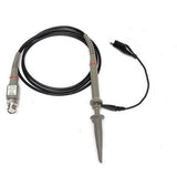 100MHz Oscilloscope Scope Clip Probes P6100 - shown as a grey probe handle with a black cable, a BNC connector, and a black alligator ground clip.
