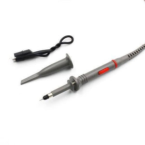 100MHz Oscilloscope Scope Clip Probes P6100 - shown as a grey probe with a red button, a detachable hook tip, and a black ground clip lead.
