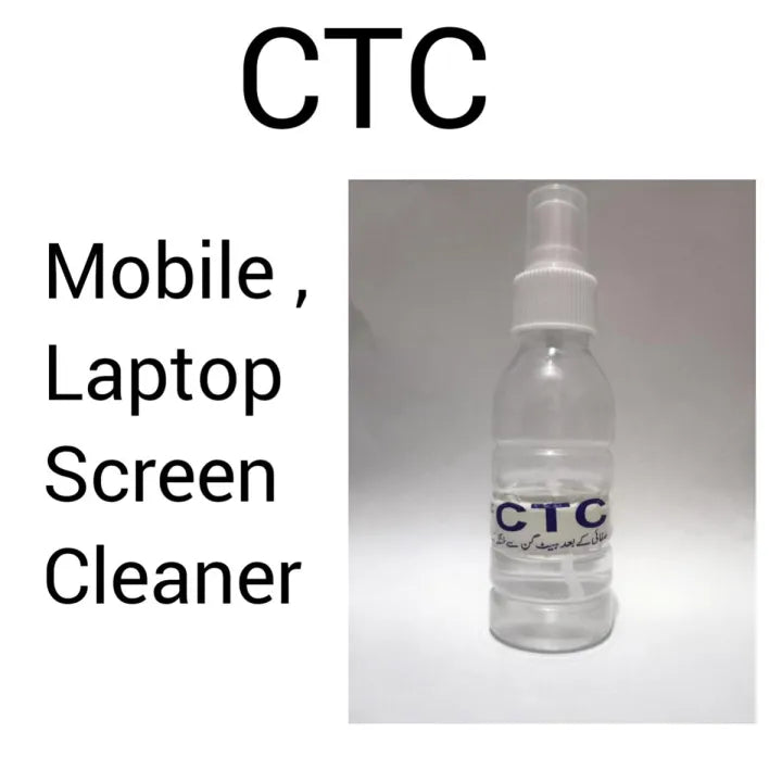 100ML Lahore Only Ctc Carbon Tetra Cleaner For Mother Board - a clear, cylindrical plastic spray bottle with a white pump nozzle and a label reading CTC.