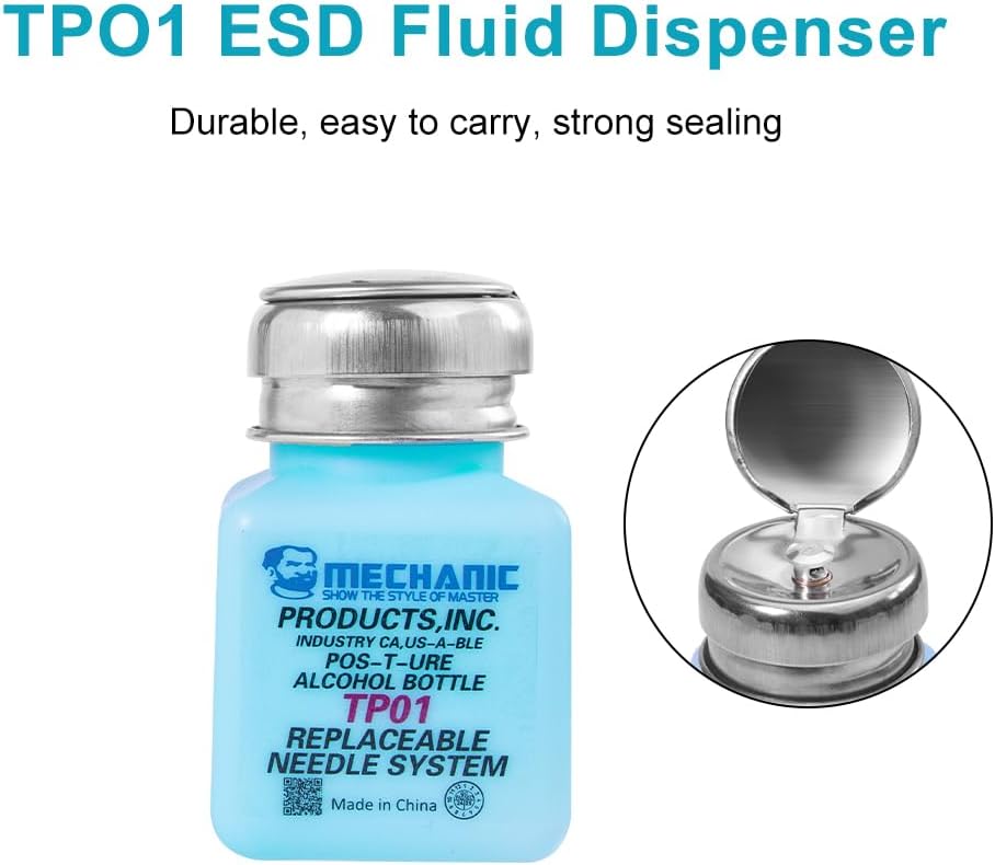 100ML Metal Cap Plastic Empty Pot Container Dispenser Bottle - shown as a blue square bottle with a metal cap and a circular inset showing the open lid.
