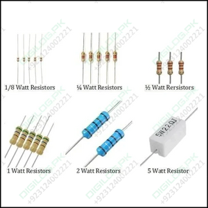 5 Watt 5% Resistor - shown as a white rectangular ceramic block component with a single wire lead extending from each end and printed text on top.