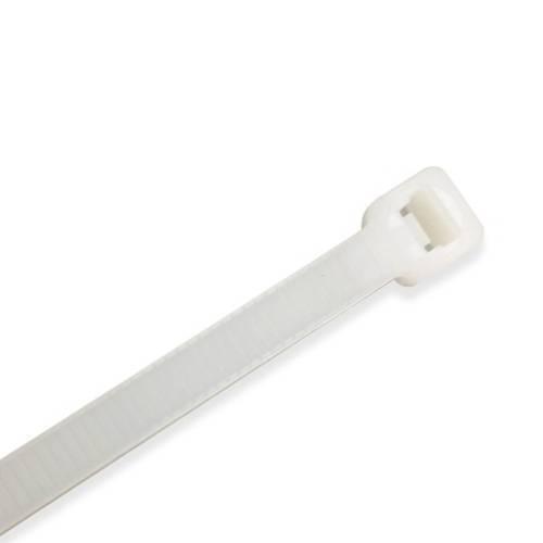 100pcs 12 Inch Nylon Wire Organizer Zip Clip Cable Tie - a close-up of a single white nylon cable tie with a locking head mechanism.