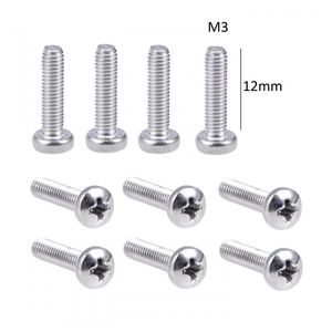 100pcs Pack 12mm M3 Screw - ten silver-colored metal screws arranged in two rows with M3 and 12mm text labels indicating dimensions.