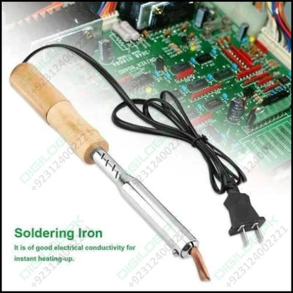 100w 220v Soldering Iron With Chisel Tip & Wood Handle