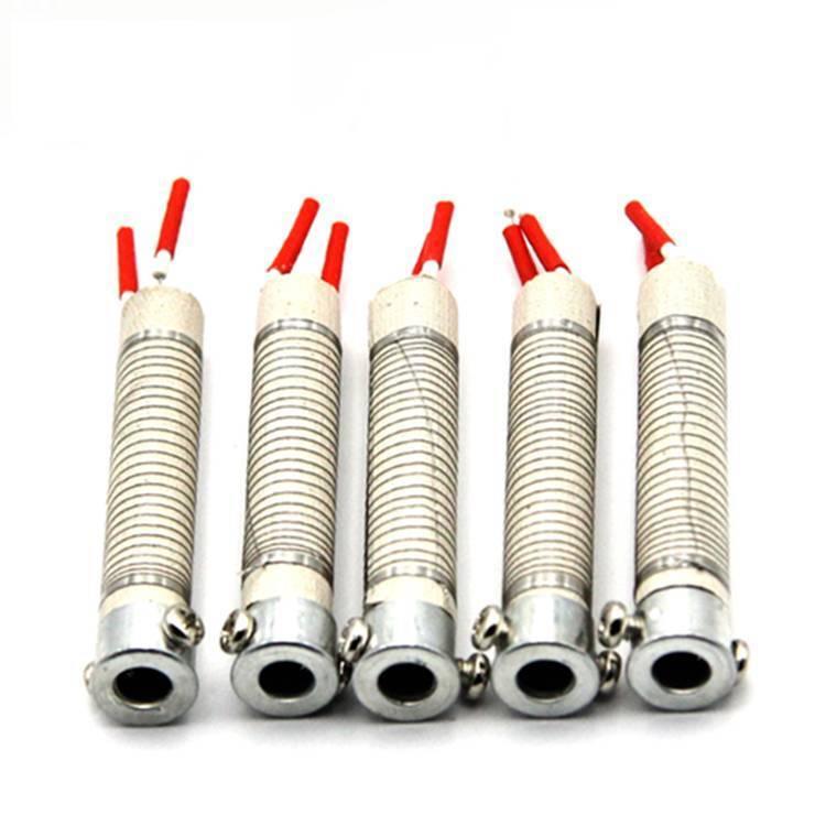 100W Heating Element For Soldering Iron Heater - five cylindrical white ceramic heating elements with wire-wound coils and red-tipped wires.