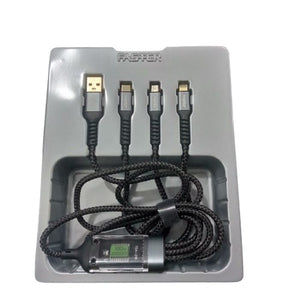 100W Super Fast Charging Cable 3 in 1 Braided Data Cable - with a digital display showing 100W and three output connectors.