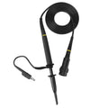 100X Oscilloscope Probe - shown as a black probe with a coiled cable, a BNC connector, and a ground lead with an alligator clip on a white background.