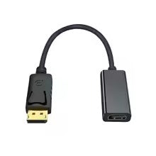1080P HDMI-compatible Displayport To HDMI Adapter – Dp To HDMI Converter For Pc & Hdtv - a black DisplayPort male connector attached to a black HDMI female port by a short cable.