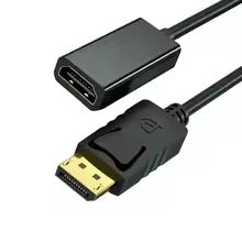 1080P HDMI-compatible Displayport To HDMI Adapter – Dp To HDMI Converter For Pc & Hdtv - a black DisplayPort male connector and a black HDMI female port connected by a black cable.