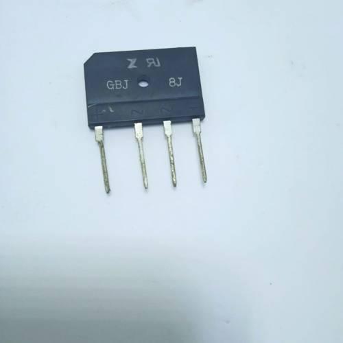 10A Bridge Rectifier - a black, flat, rectangular electronic component with four metal pins and the text "GBJ 8J" printed on the front.