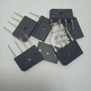 10A Bridge Rectifier - a collection of black, rectangular electronic components with four metal pins and a central mounting hole.