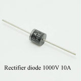 10A10 Diode - a black cylindrical electronic component with metal leads extending from both ends and white text printed on the body.