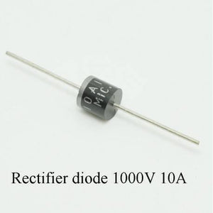 10A10 Diode - a black cylindrical electronic component with metal leads extending from both ends and white text printed on the body.
