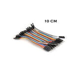 10cm Pin To Pin Jumper Wire Dupont Line 40 Pin Male To Male Arduino Jumper Wires - shown as a bundle of multi-coloured wires with black male pin connectors.