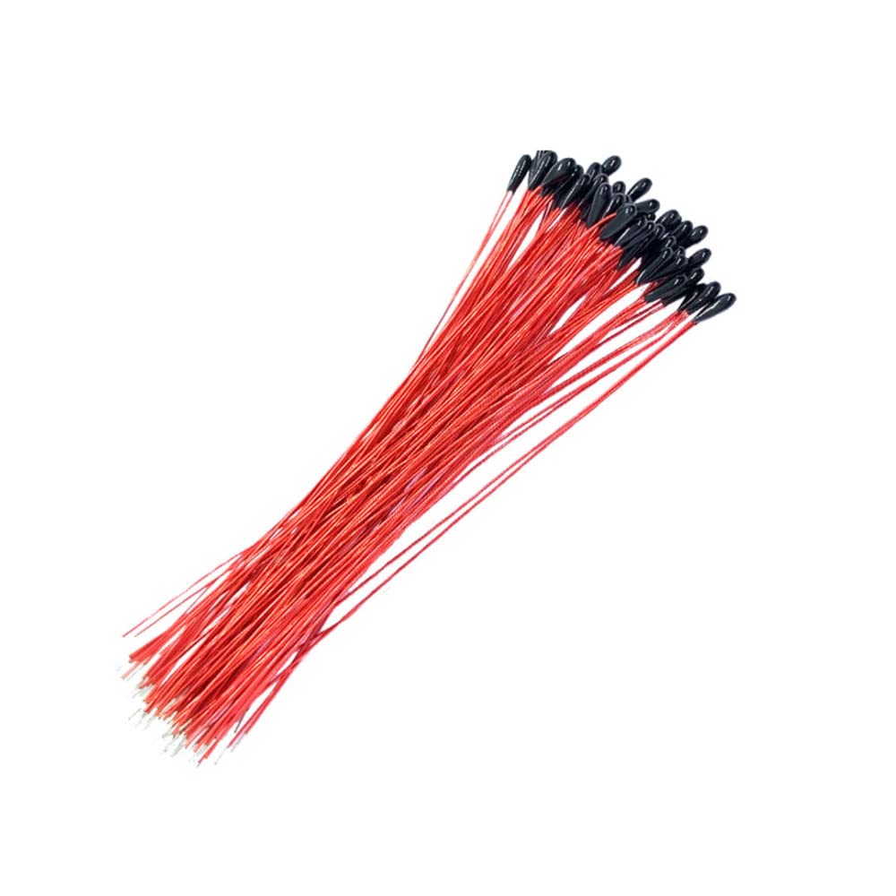 10k Precision NTC Thermistor - Temperature Sensor - a bundle of red wires with black-tipped sensors at one end and exposed wire leads at the other.