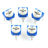 10k RM065 Variable Resistor - shown as a set of five blue and white electronic components with a rotatable adjustment slot marked with the number 103.
