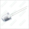 10mm Crystal Clear Orange LED - Through Hole Indicator Light - a single through-hole indicator light with a clear bulb and two metal connection pins.