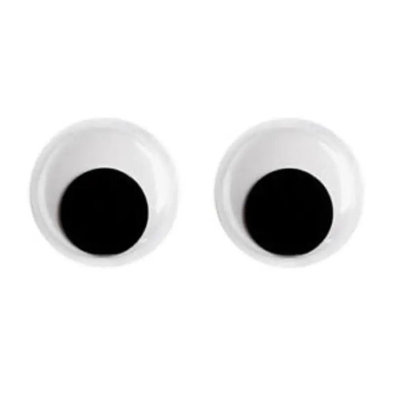 10mm google eye - 10mm googly eye: a pair of circular, white plastic eyes with large, black, movable pupils centered inside.
