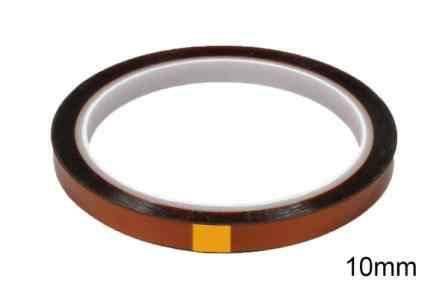 10mm Kapton Polyimide Heat Resistant Tape - shown as a single roll of brown, semi-transparent adhesive tape with a 10mm label in the corner.