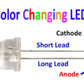 10mm LED Multi Color - shown in a diagram with labels identifying the short lead as the cathode and the long lead as the anode.
