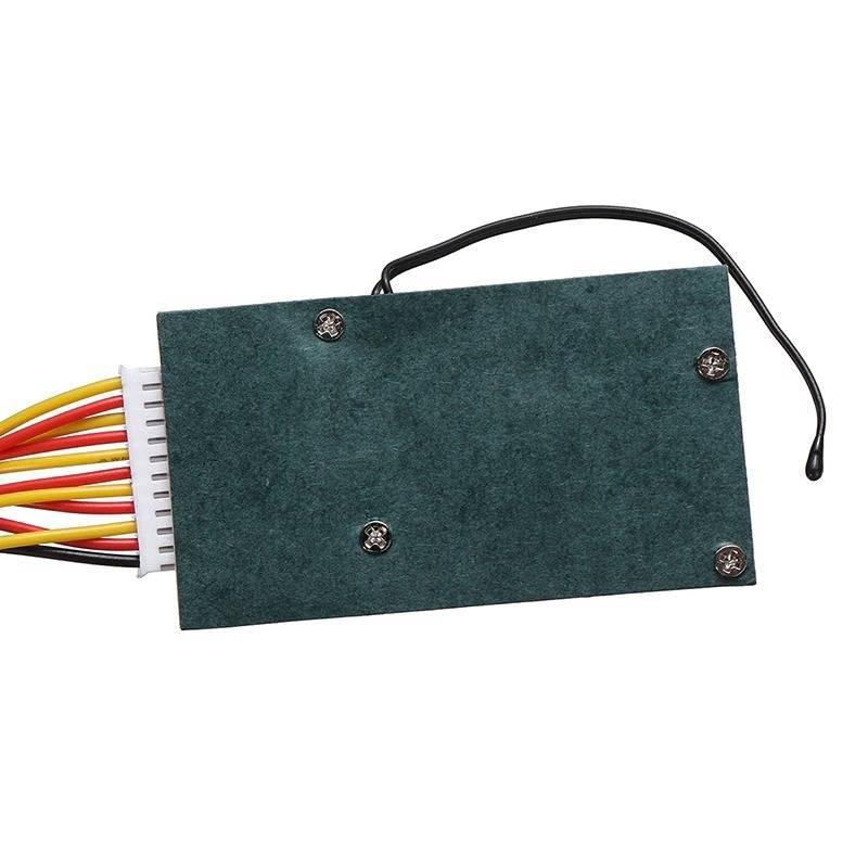 10S 36V 30A Li-ion Protection Board Li-ion Cell 18650 Battery Protection BMS - a rectangular green circuit board with four screws, a white multi-pin connector with wires, and a black wire.