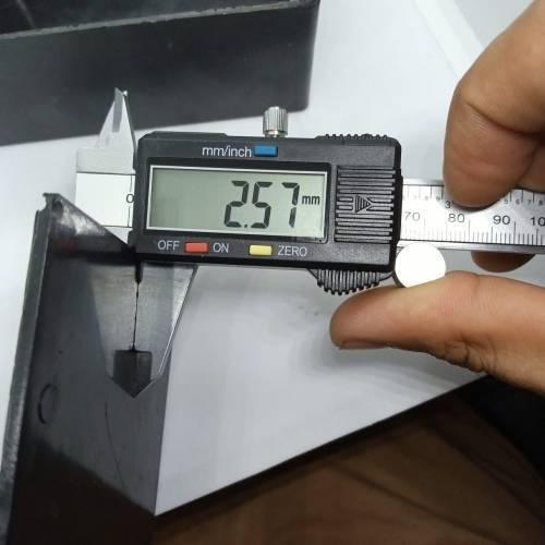 115mm x 90mm x 53mm ABS Electronics Enclosures Box Project Box - shown in a close-up dimension measurement with digital calipers displaying 2.57mm.