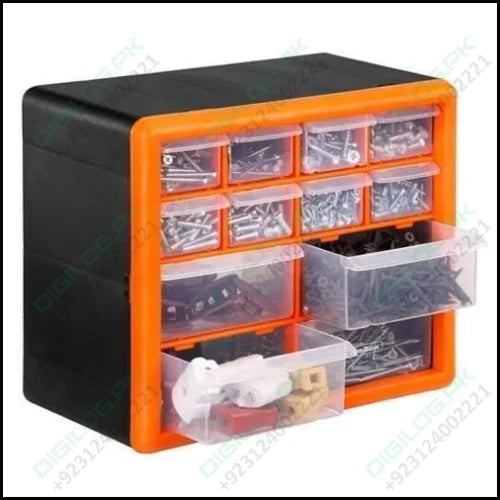 12 Drawer Tool Component Organizer Plastic Storage Box