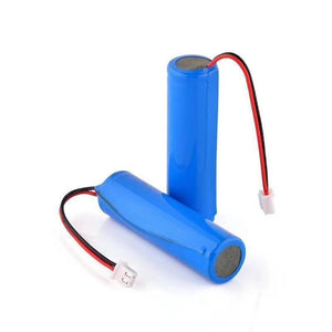 1200mAh 3.7V 18650 Battery With Wire JST Connector - two cylindrical blue batteries, each with a red and black wire ending in a white two-pin connector.