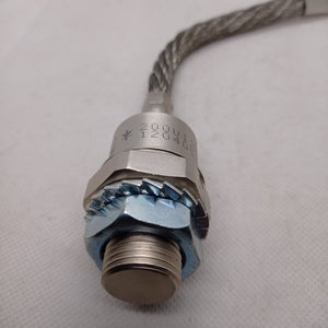 1200V 200A Diode Stud Type Diode 200U120 - a silver metallic stud-mount diode with a threaded base, a serrated washer, a nut, and an attached braided metal cable.