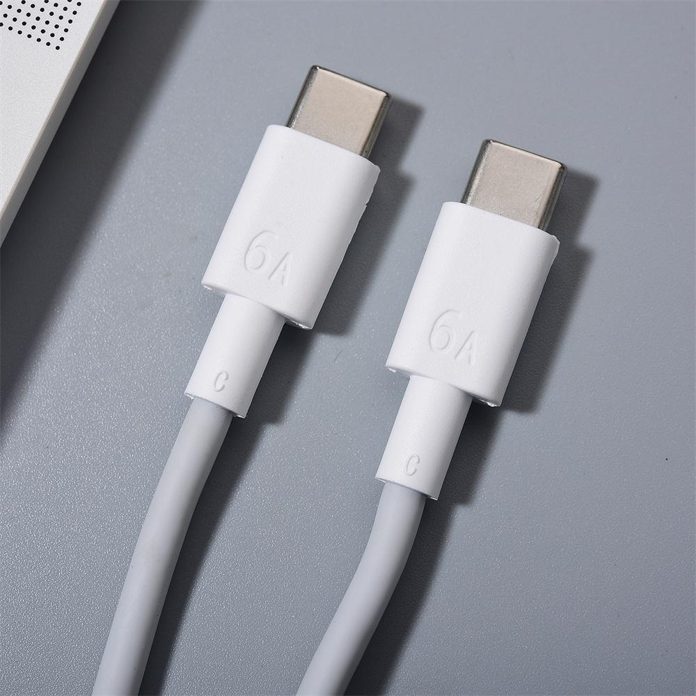 120W Original Xiaomi Turbo Fast Charger Eu Hypercharge Adapter With 6A C To C Cable - close-up of two white USB-C connectors labeled 6A and C.