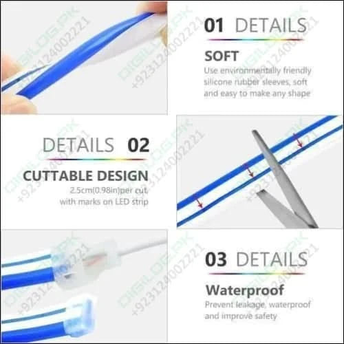 12V Neon Flexible Strip Light 1M Waterproof SMD 5050 Blue