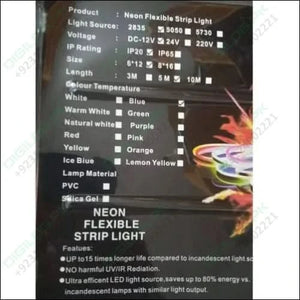 12V Neon Flexible Strip Light 1M Waterproof SMD 5050 Blue