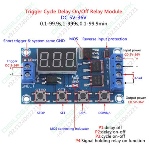 DC 5 - 30V Dual MOS LED Digital Time Delay Relay Switch