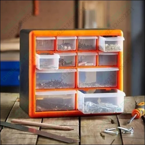 12 Drawer Tool Component Organizer Plastic Storage Box