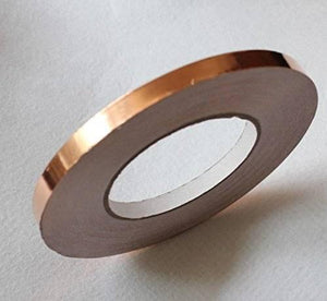 12mm One Sided Copper Foil Conductive Adhesive Tape - shown as a single roll of shiny, metallic-copper colored tape on a white background.