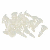 12mm Plastic PCB Circuit Board Spacer - a pile of translucent white plastic standoffs with a push-in locking design.