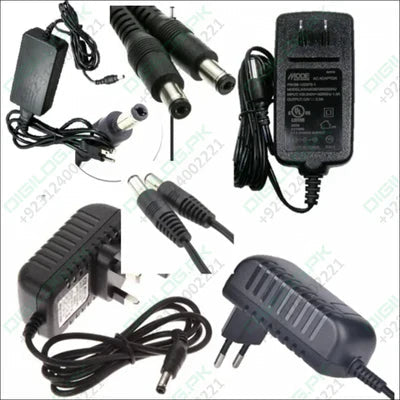 12V 1.5A Power Supply Adapter AC DC Switching Regulated Supply Refurnished - multiple black power adapters with two-pin plugs and barrel connectors.
