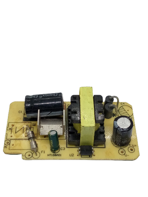 12V 1000mA 12V 1A Power Supply Isolated Switching Power Supply AC DC Power Supply - a yellow transformer, black capacitors, and a fuse on a yellow PCB.