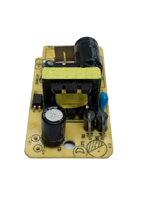 12V 1000mA 12V 1A Power Supply Isolated Switching Power Supply AC DC Power Supply - a yellow printed circuit board featuring a transformer, two electrolytic capacitors, and various electronic components.
