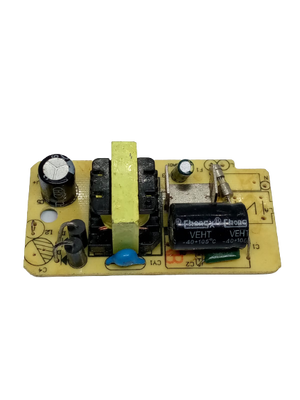12V 1000mA 12V 1A Power Supply Isolated Switching Power Supply AC DC Power Supply - a yellow rectangular circuit board featuring a transformer, capacitors, and a fuse.