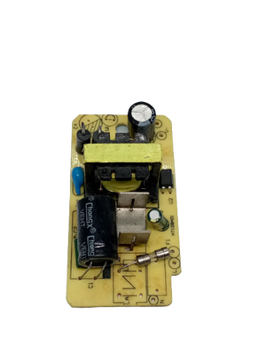 12V 1000mA 12V 1A Power Supply Isolated Switching Power Supply AC DC Power Supply - a yellow printed circuit board with a transformer, a large black capacitor, a fuse, and various electronic parts.