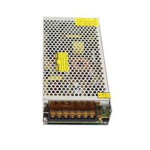 12V 15A 180W DC Switching Mode Power Supply S-180-12 - a silver rectangular metal power supply unit with a perforated cover and a terminal block.
