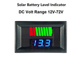 12V 24V 60V 72V Battery Capacity Indicator Lead Acid Power Car Digital Voltmeter - a black rectangular housing with a green and red battery level bar graph and a blue digital 13.3 display.
