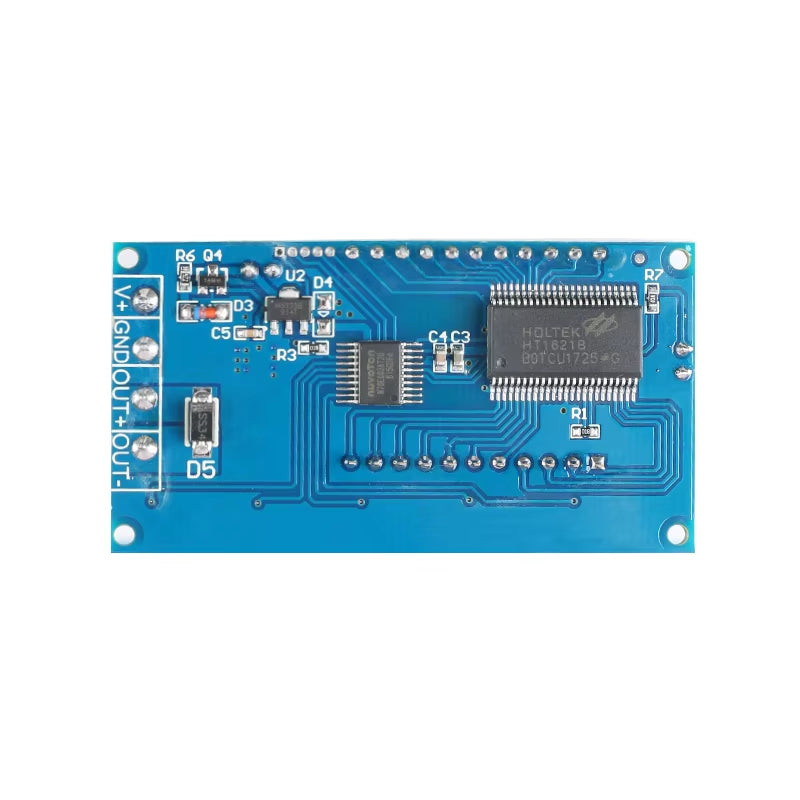 12V-30V ZK-PP2 PWM Pulse Generator Module – Motor Speed & LED Dimming Controller - the blue circuit board with a Holtek HT1621B chip, a Nuvoton chip, and four screw terminal connectors.