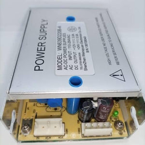 12V 3A 24V 0.5A 110-264VAC AC DC Switch Mode Power Supply - the silver metal casing, top label, and bottom circuit board with two white connectors.