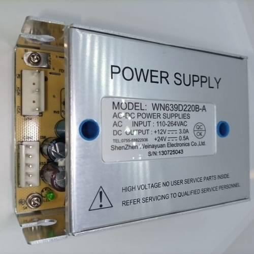12V 3A 24V 0.5A 110-264VAC AC DC Switch Mode Power Supply - a silver metal-cased unit with a side-mounted circuit board featuring two white connectors.