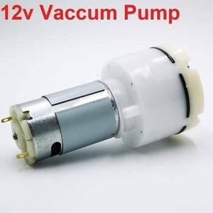 12V DC Gas Pump Air Pump For LCD Touch Separator And Multiple - a silver cylindrical motor attached to a white plastic pump housing with two gold-coloured electrical terminals.