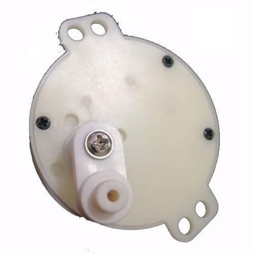 12V Low RPM Incubator Egg Turner Motor DC Gear Motor DC Moving Motor - a circular white plastic body with mounting tabs, three black screws, and a white arm.
