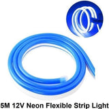 12V Neon Flexible Strip Light 1m Waterproof SMD 5050 Blue Rope String Silicone Lamp Outdoor Lighting - a coiled blue silicone rope light with a circular inset showing the strip illuminated in blue.
